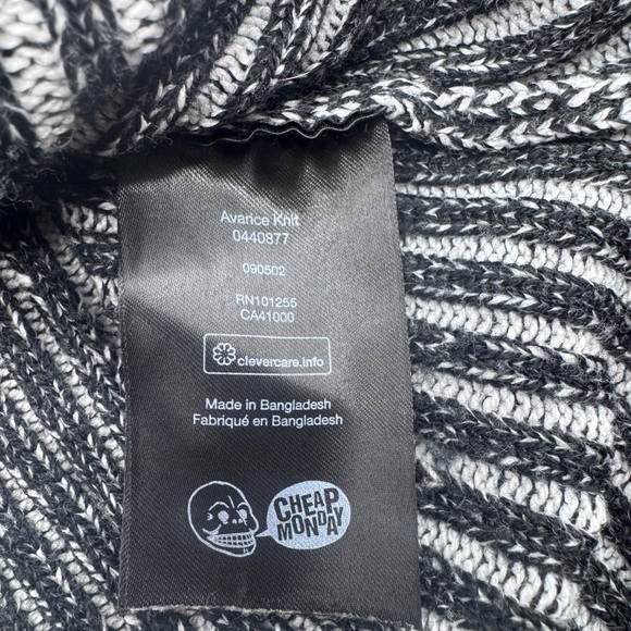 Revolve Cheap Monday Black and Gray Ribbed Turtleneck Sweater, Size Medium - Picture 5 of 10